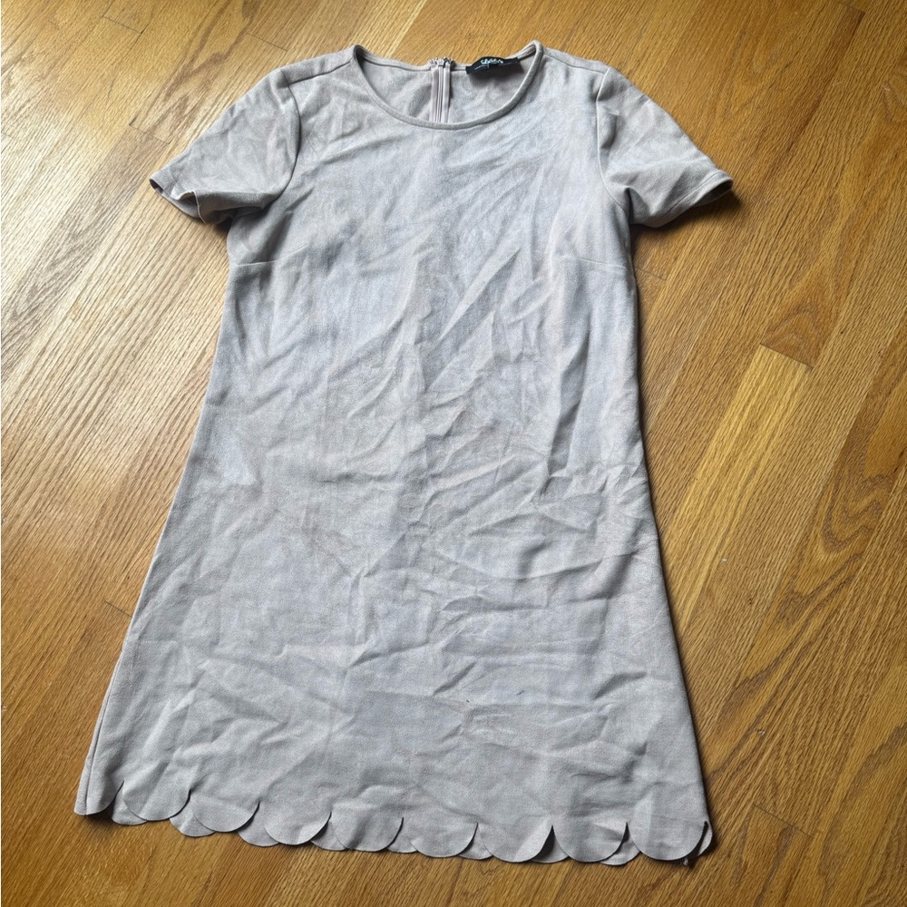 Lulu's Chic Gray Scalloped Mini Dress